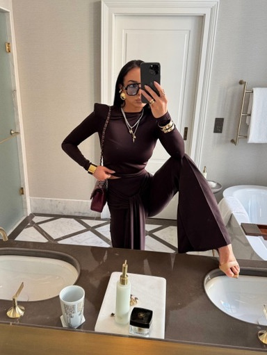 Leginsy dzwony z szarfą LaMilla czekoladowe