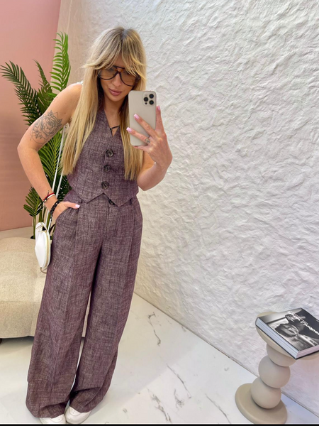 Komplet lniany Ziko LaMilla brąz