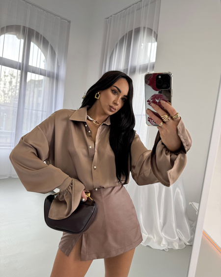 Koszula premium LaMilla satyna beżowa