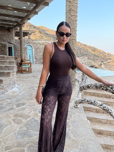 Spodnie Koronka dzwony LaMilla brązowe