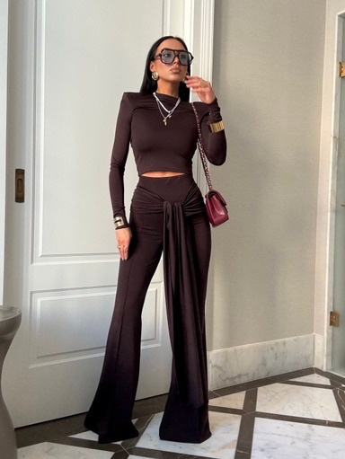 Crop top basic LaMilla czekoladowy