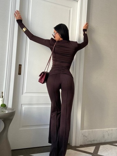 Leginsy dzwony z szarfą LaMilla czekoladowe