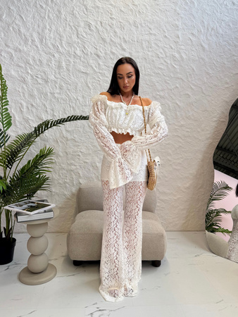 Spodnie Koronka dzwony LaMilla białe