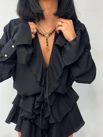 Bluzka Falbala premium LaMilla czarna