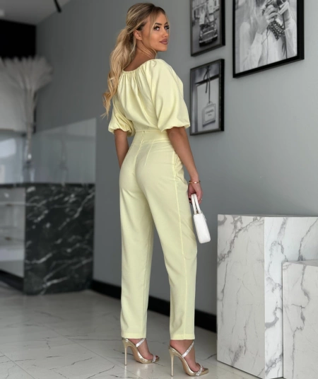 Lniany komplet Ally cytrynowy