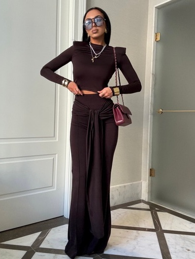 Crop top basic LaMilla czekoladowy