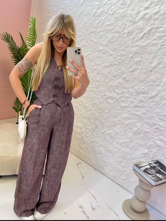 Komplet lniany Ziko LaMilla brąz