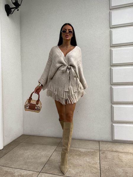 Kardigan Boho beżowy