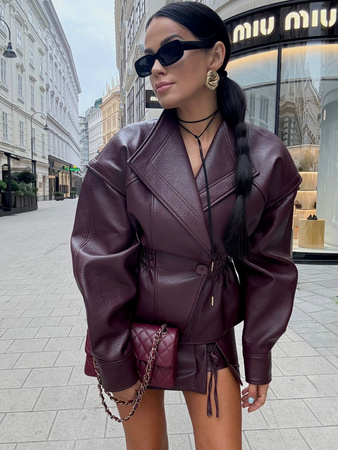 Spódniczka Queen LaMilla ekoskóra premium bordowa