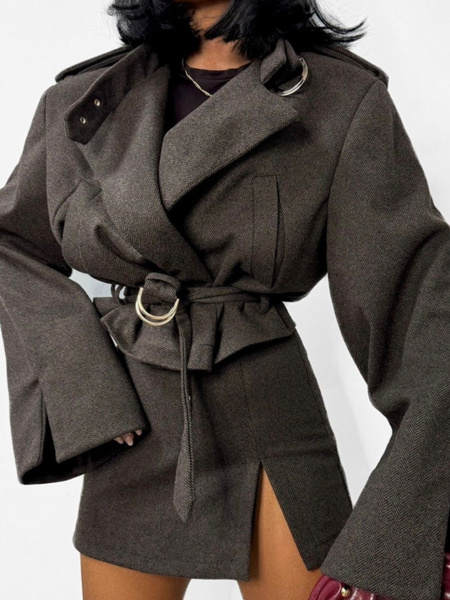 Marynarka płaszczyk premium Jodełka LaMilla brązowy