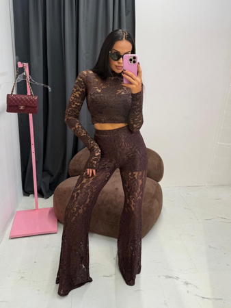 Golf koronkowy LaMilla brązowy